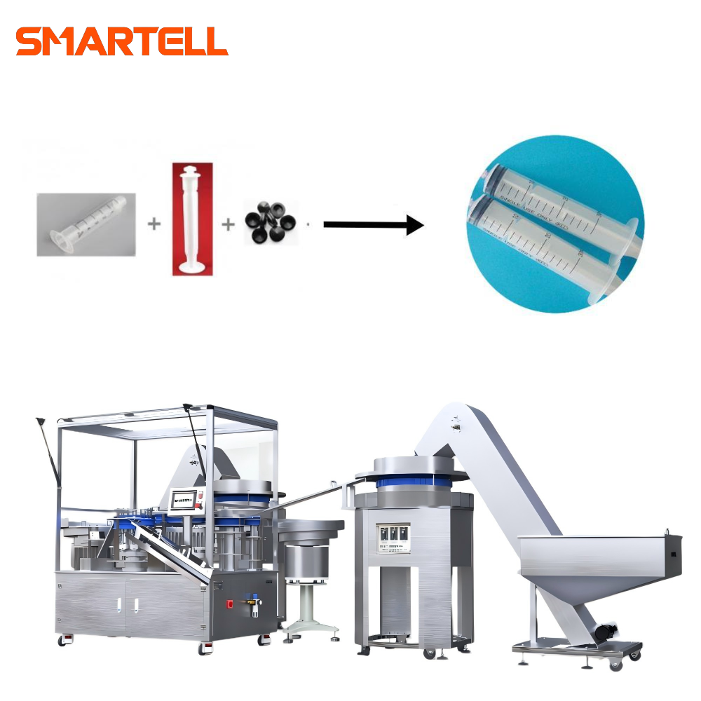 Entegre Namlu Pistonu ve Conta Düzeneğine Sahip Otomatik Şırınga Üretim Hattı