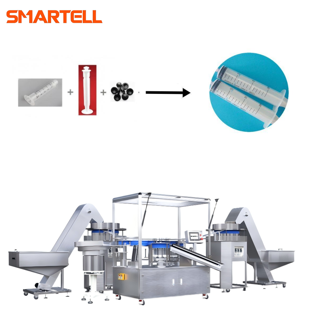 Entegre Namlu Pistonu ve Conta Düzeneğine Sahip Otomatik Şırınga Üretim Hattı