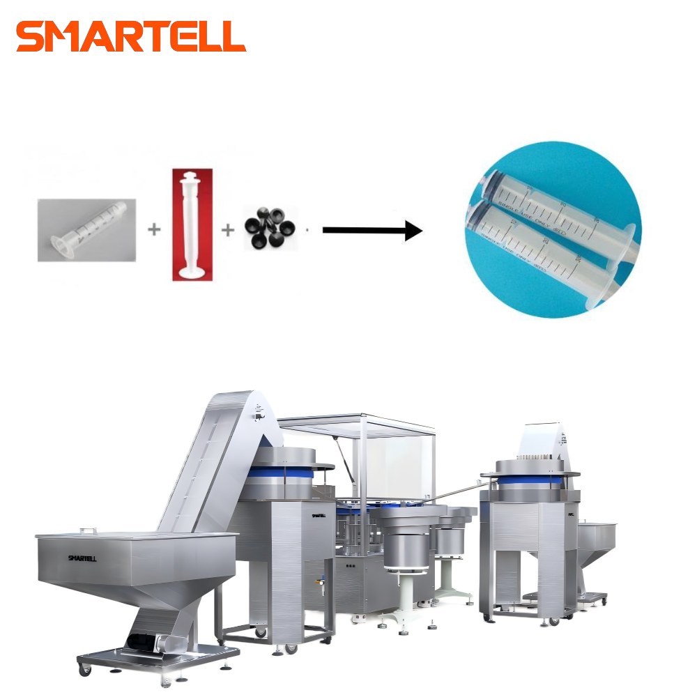 Entegre Namlu Pistonu ve Conta Düzeneğine Sahip Otomatik Şırınga Üretim Hattı