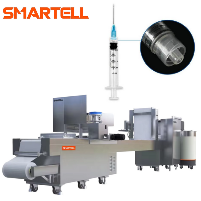 Smartell Elektrikli Otomatik Tek Kullanımlık Şırınga İnfüzyon Seti Paketleme Makinesi Yumuşak Blister Kağıt